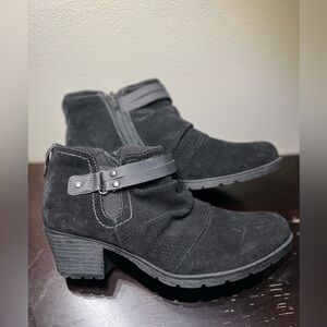 New Earth Origins Odel Distressed Black Suede Ankle Boots Booties Womens Sz 7.5
